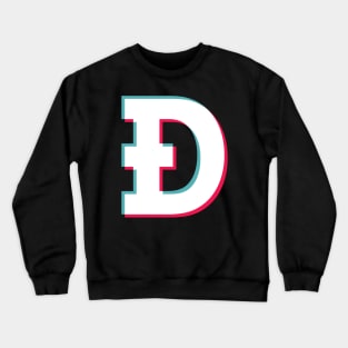 Dogecoin Social Media App blue pink glitch modern typography art gift Crewneck Sweatshirt